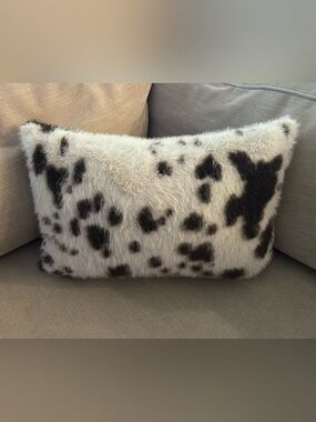 “New” Magaschoni Faux Fur Spotted Pillow - Cream and Brown Spots